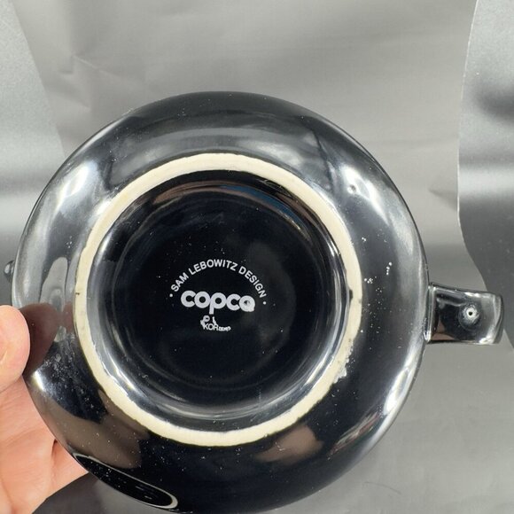 Vintage Copco Sam Lebowitz Design Black Ceramic Teapot Carafe Made In Korea VTG - Picture 5 of 10